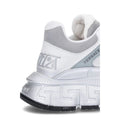 Versace Leather Trigreca Lace Up Sneakers - White/Grey