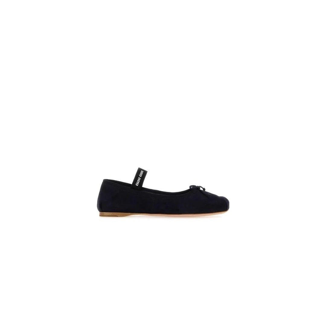 Miu Miu Nappa Crystal Ballet Flat - Navy
