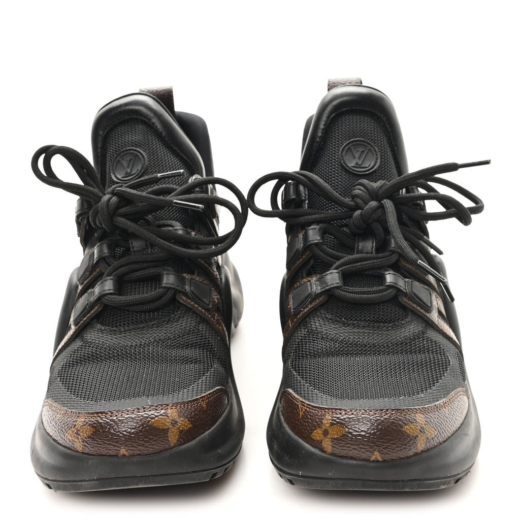 LOUIS VUITTON CALFSKIN PATENT MONOGRAM LV ARCHLIGHT SNEAKER BLACK