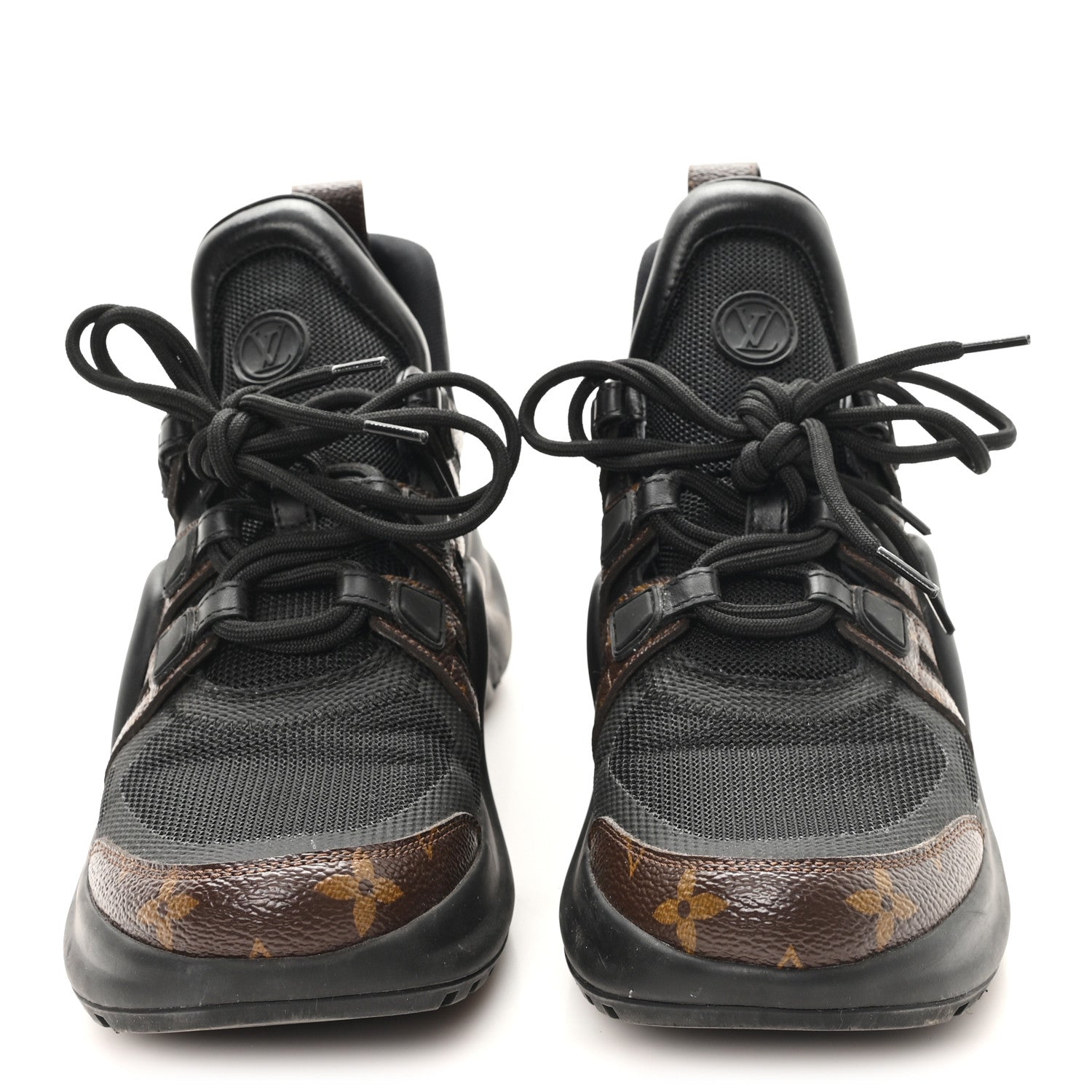 LOUIS VUITTON CALFSKIN PATENT MONOGRAM LV ARCHLIGHT SNEAKER BLACK