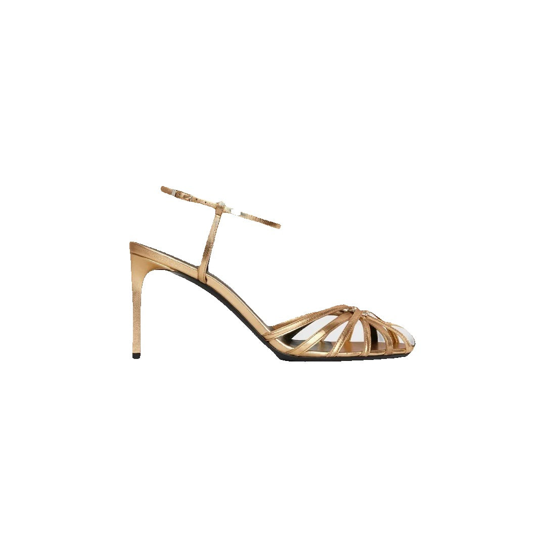 Celine Triomphe Leather Sandal - Gold