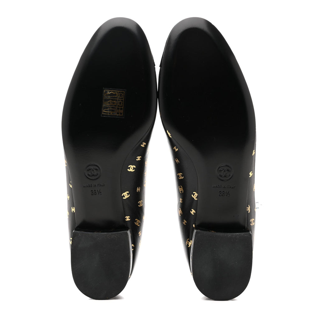 CHANEL CAP TOE BALLERINA FLATS PATENT CALFSKIN BLUE