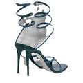 René Caovilla Flower Cleo 105 Satin Heeled Sandal - Green