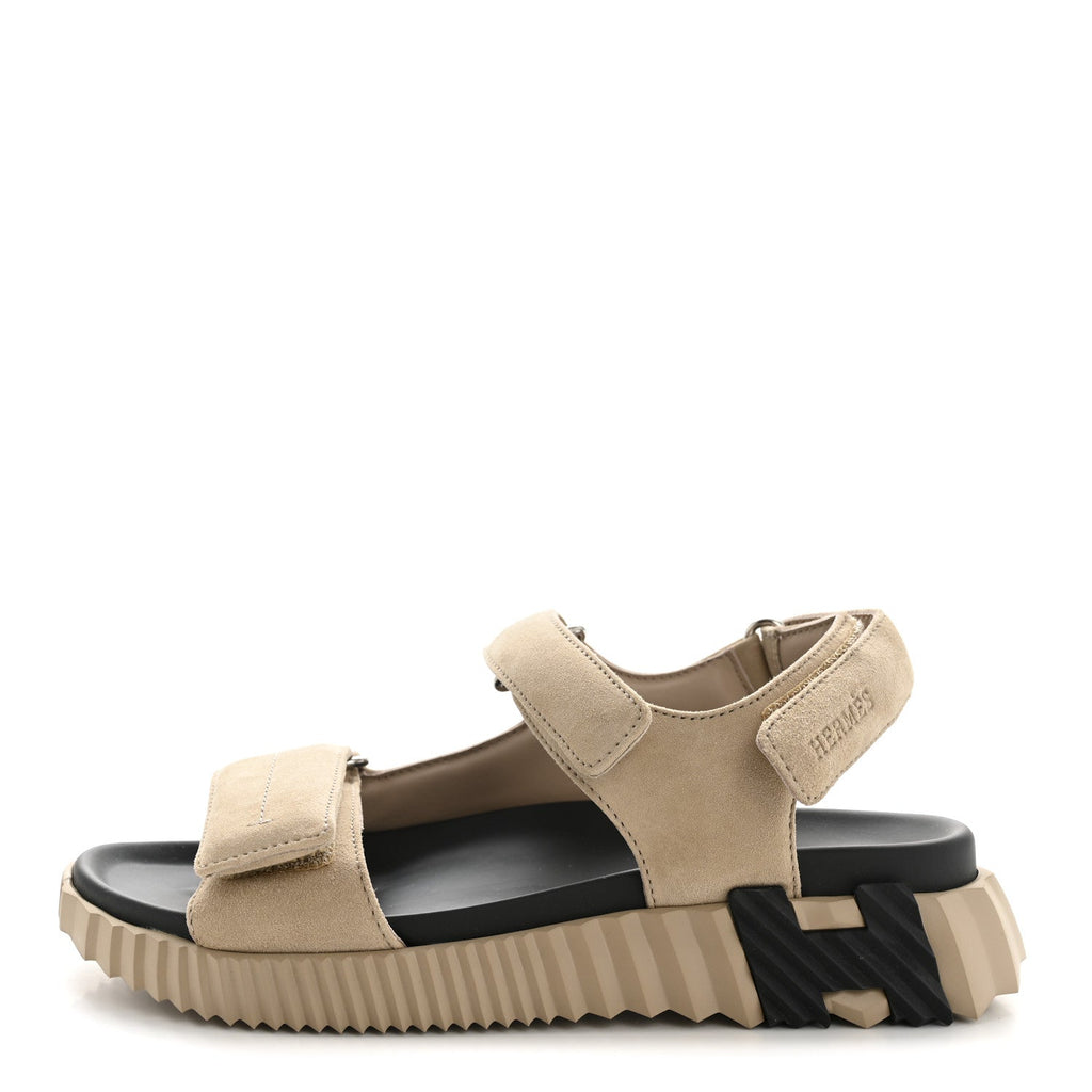 HERMES EZE SANDAL SUEDE GOATSKIN BEIGE CAMEL