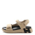 HERMES EZE SANDAL SUEDE GOATSKIN BEIGE CAMEL