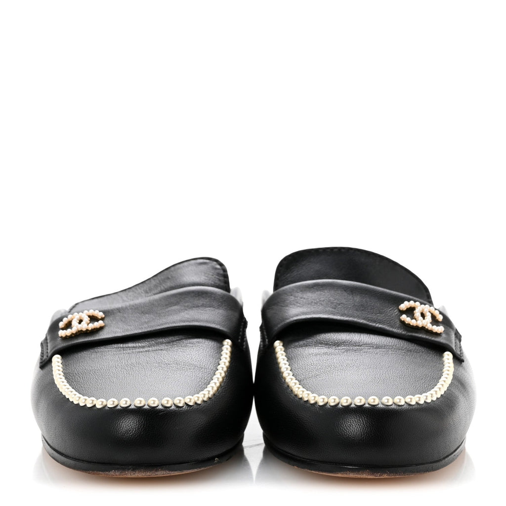 CHANEL CC MULES LAMBSKIN BLACK GHW