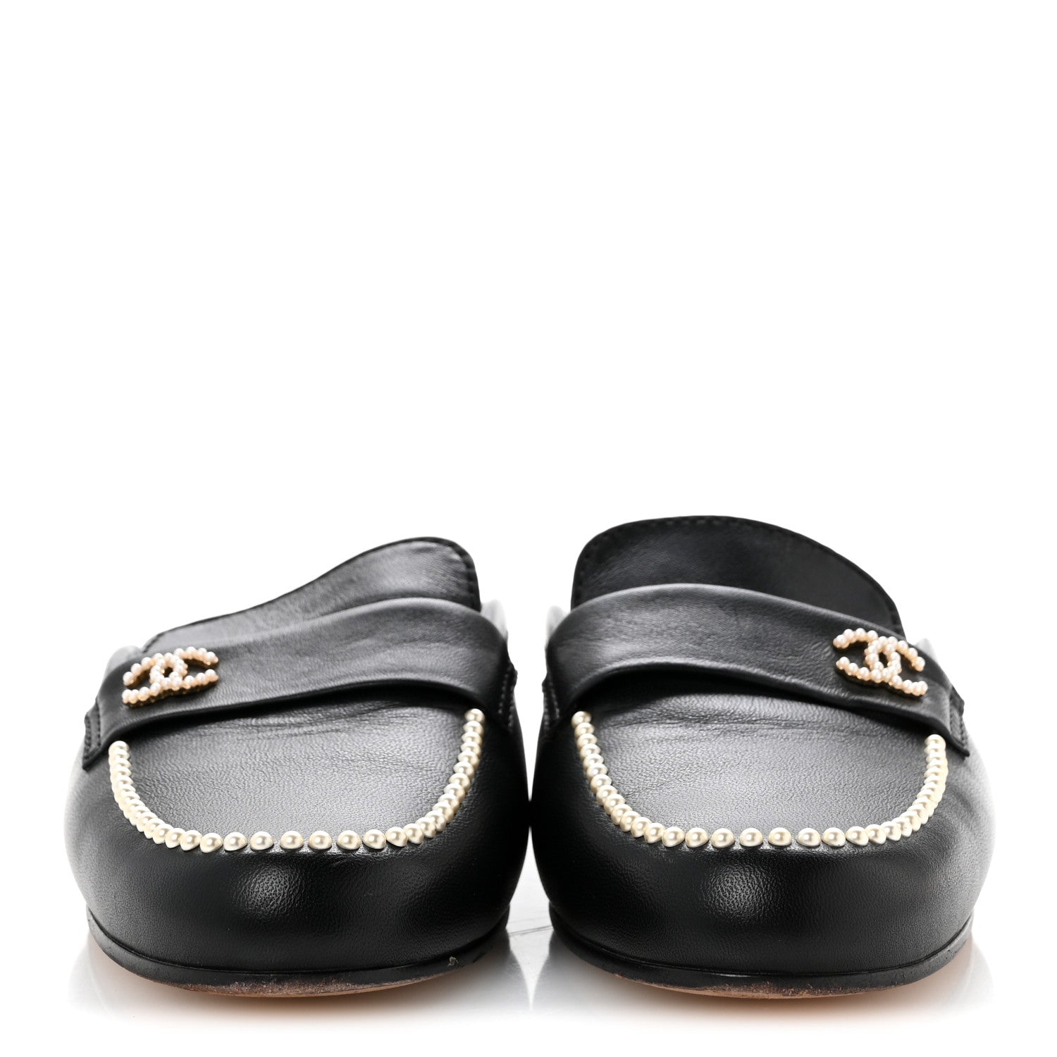 CHANEL CC MULES LAMBSKIN BLACK GHW