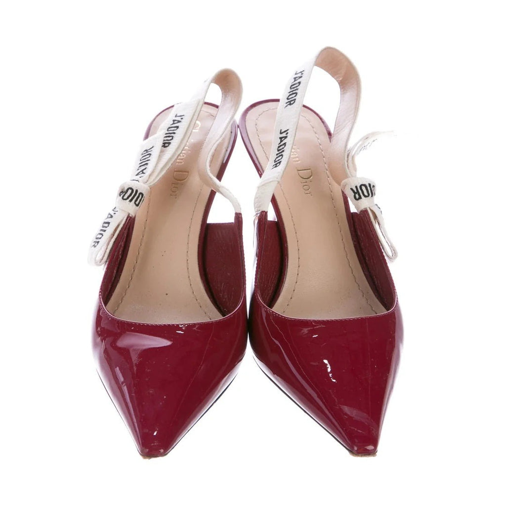 Christian Dior Patent Ribbon J'Adior Slingback 100mm Pump - Burgundy