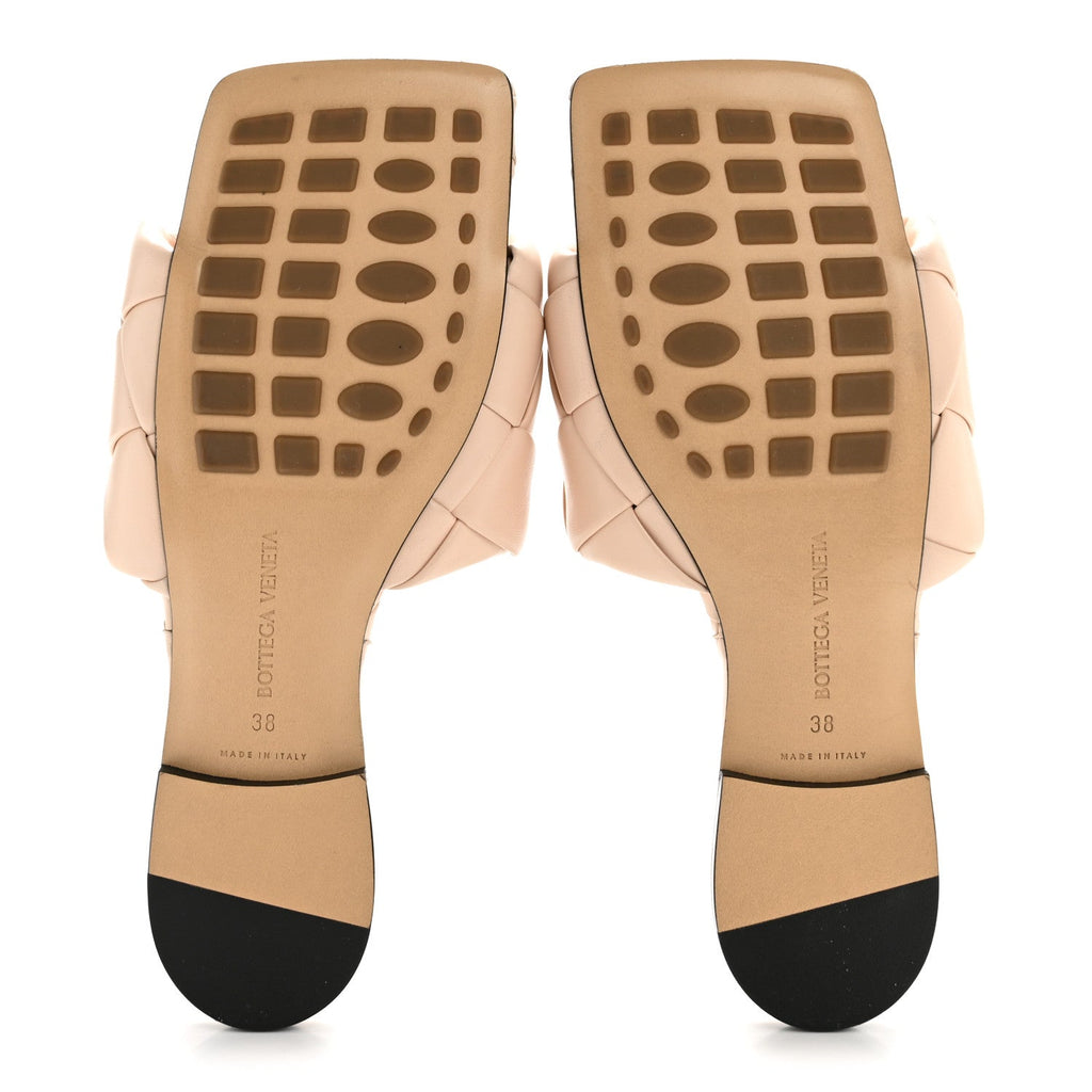 BOTTEGA VENETA NAPPA MAXI INTRECCIATO LIDO FLAT SANDALS BANDAGE PINK