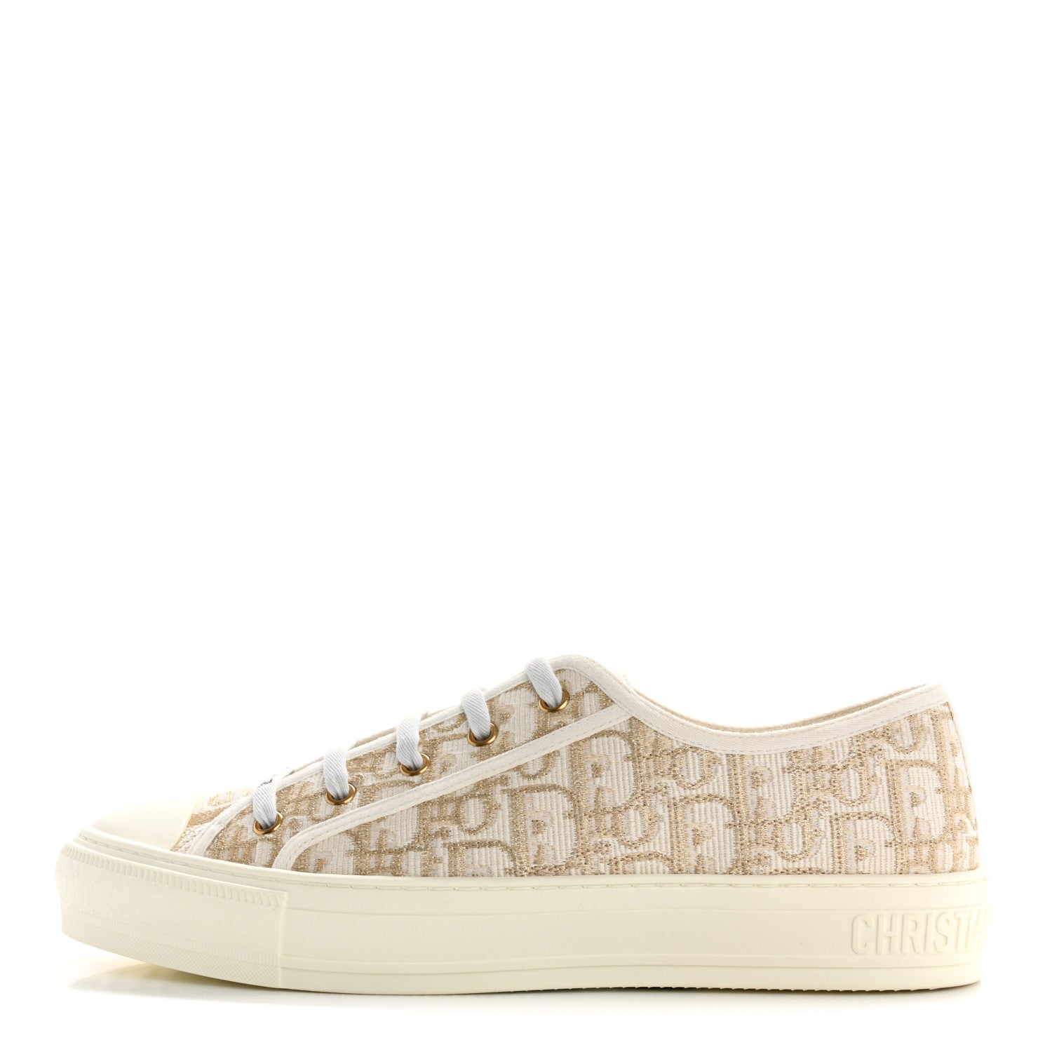 CHRISTIAN DIOR CANVAS OBLIQUE WALK'N'DIOR LOW TOP SNEAKER PALE GOLD