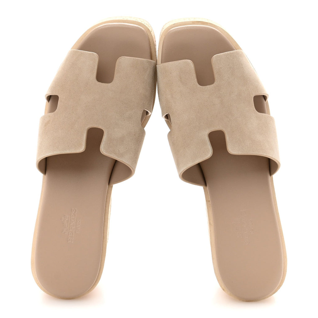 HERMES SANDAL CHYPRE SUEDE GOATSKIN BEIGE ARGILE