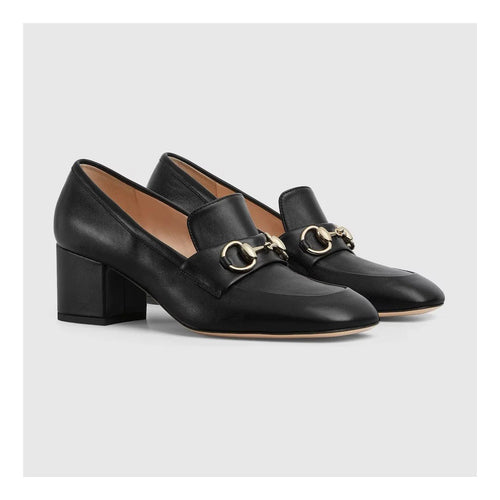 Gucci Calfskin Horsebit Loafer Pumps Bright - Black