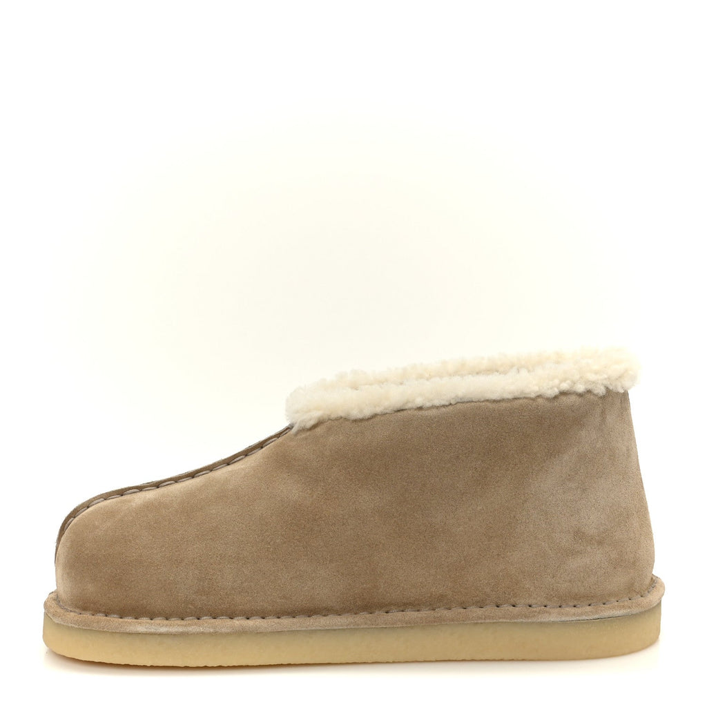 MIU MIU SHEARLING SUEDE ANKLE BOOT DESERTO BLACK