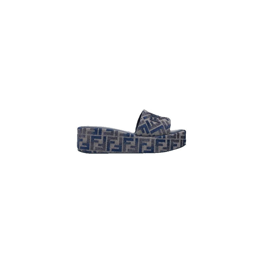 Fendi Sunshine Pequin Striped Platform Sandals - Blue