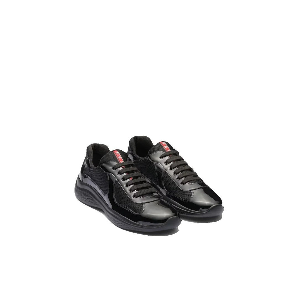 Prada Patent-Leather And Technical-Fabric America's Cup Sneakers - Black