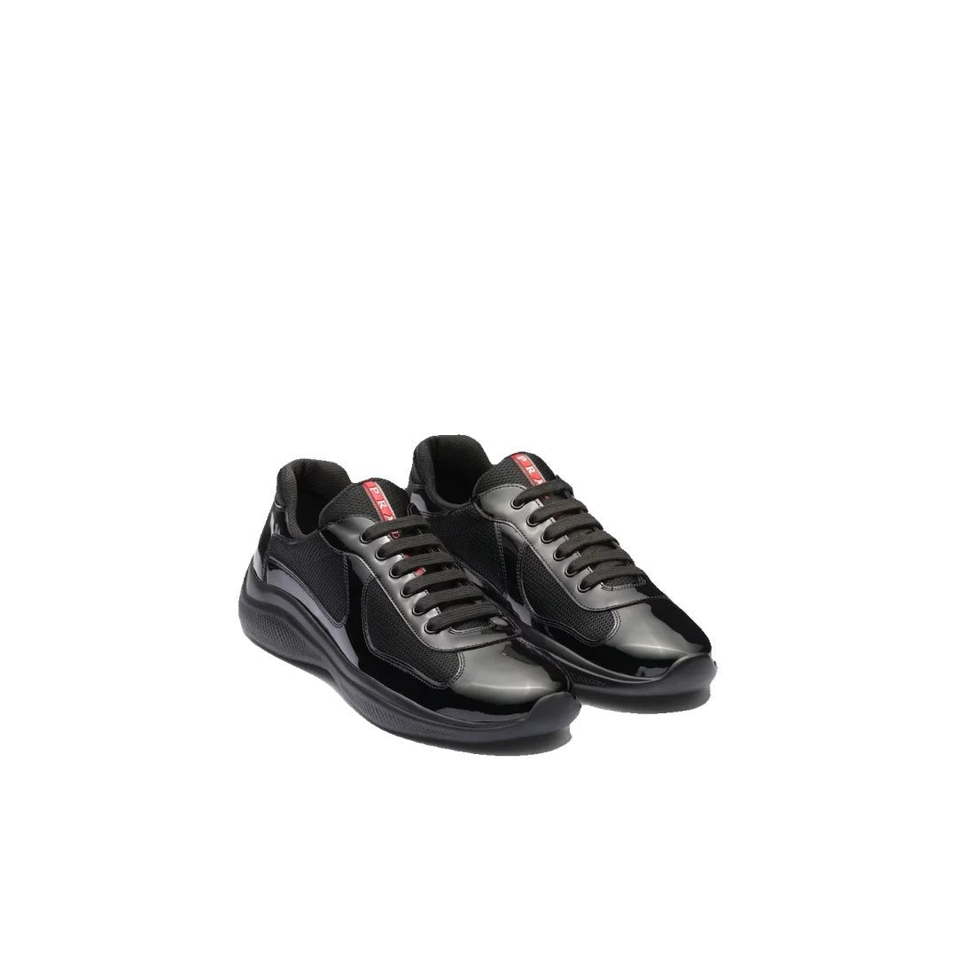 Prada Patent-Leather And Technical-Fabric America's Cup Sneakers - Black
