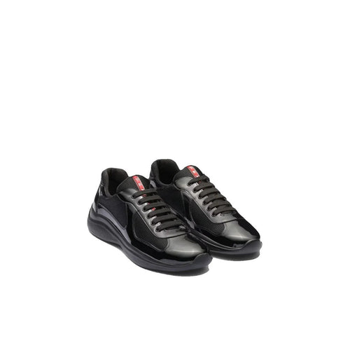 Prada Patent-Leather And Technical-Fabric America's Cup Sneakers - Black