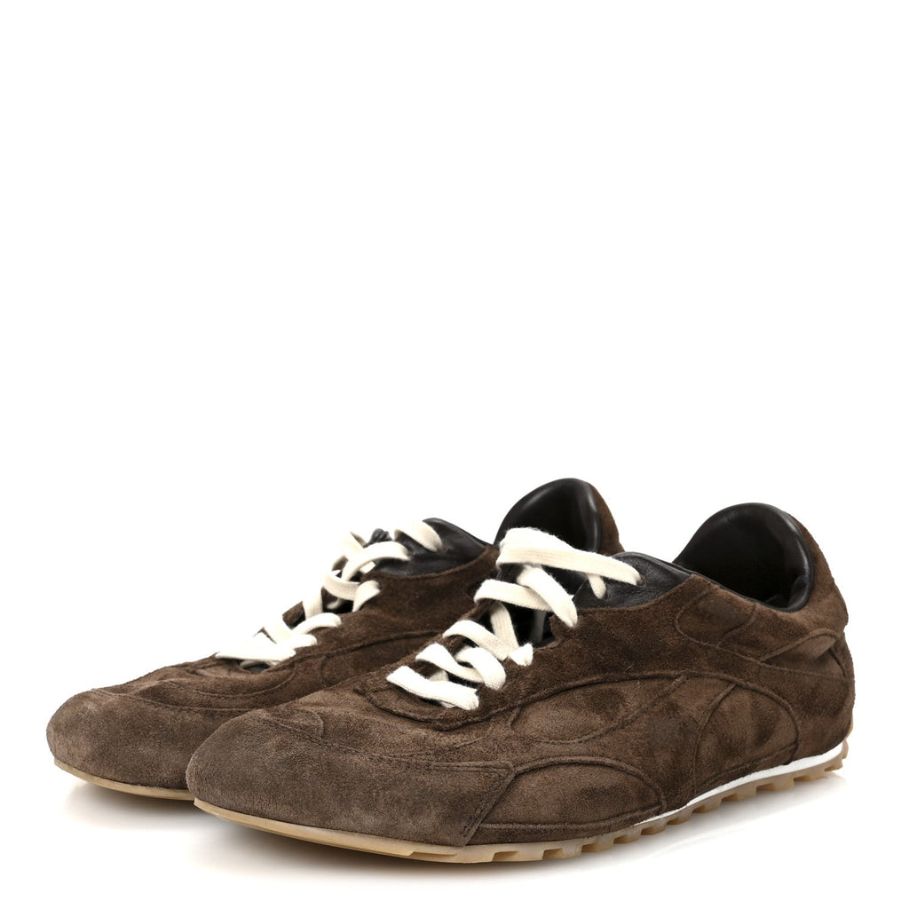 BOTTEGA VENETA ORBIT FLASH SUEDE SNEAKERS BEIGE & GREEN