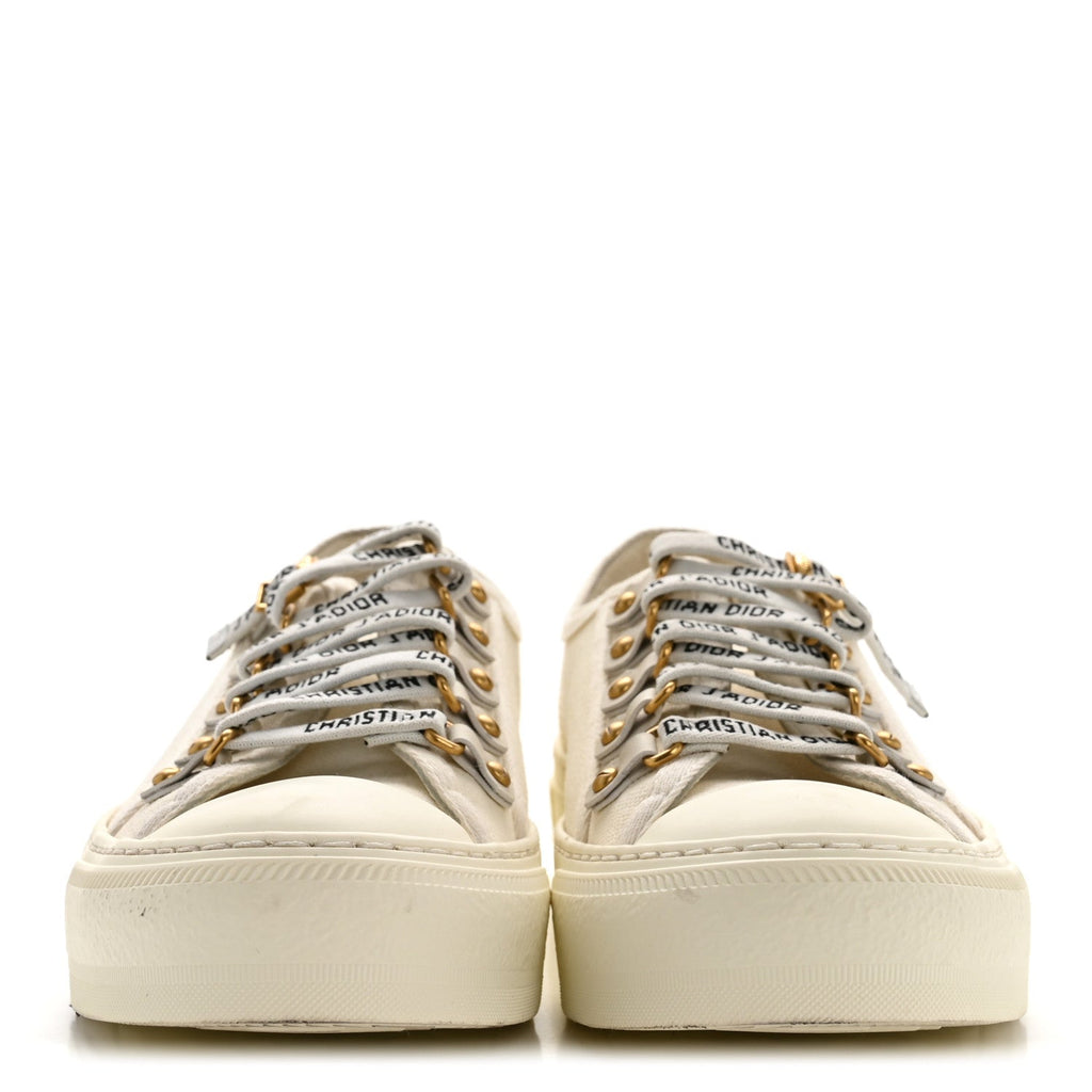 CHRISTIAN DIOR WALK'N'DIOR LOW TOP SNEAKERS BLACK CANVAS FLORAL & BEIGE
