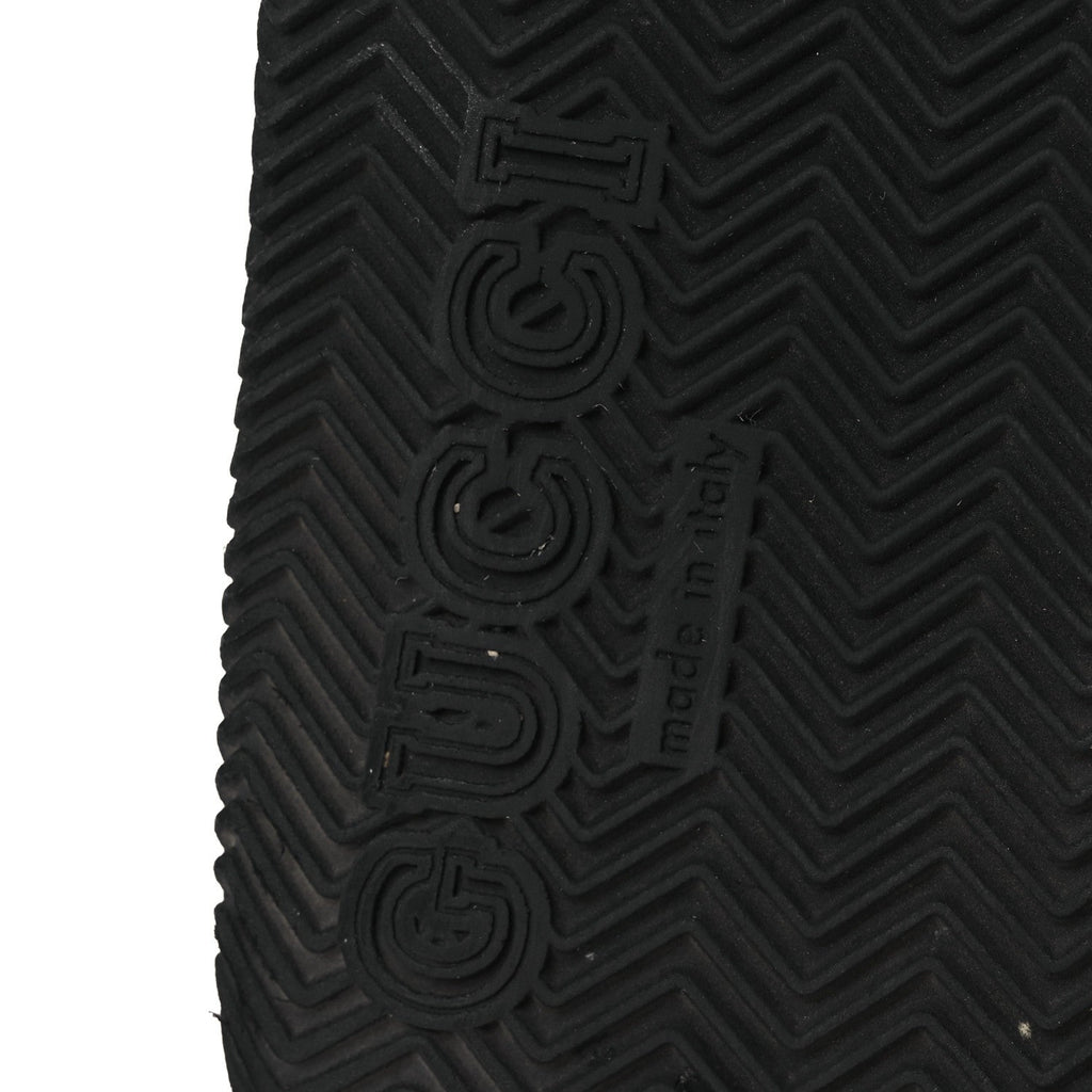 GUCCI RUBBER WEB INTERLOCKING G SLIDE SANDALS BLACK GREEN WHITE
