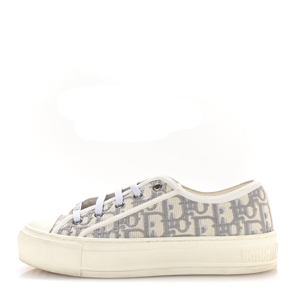 CHRISTIAN DIOR CANVAS OBLIQUE WALK'N'DIOR LOW TOP PLATFORM SNEAKER GREY STONE