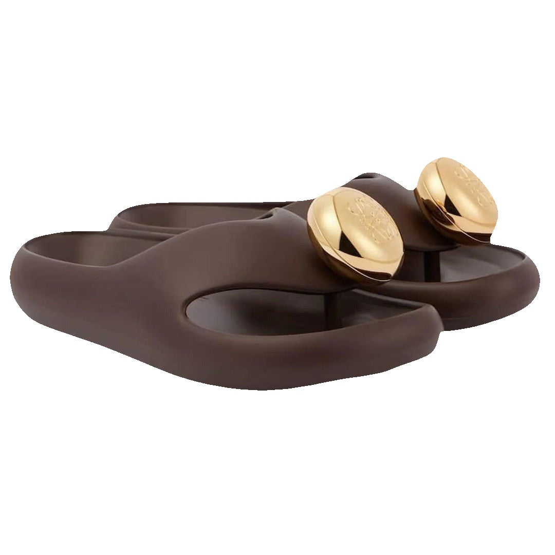 Loewe Paula's Ibiza Pebble Beads Leather Sandals - Brown