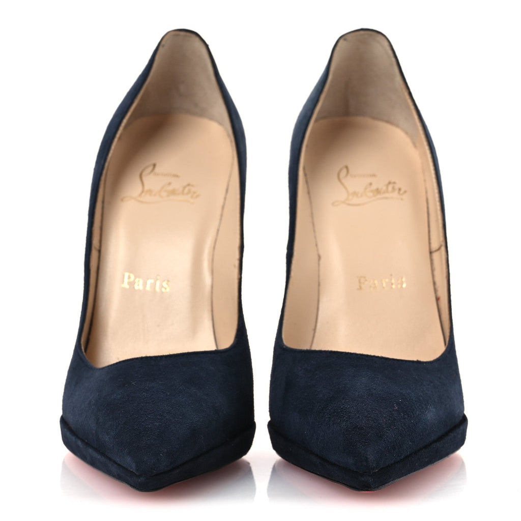CHRISTIAN LOUBOUTIN 85MM SPORTY KATE SUEDE SOLE PUMPS NAVY