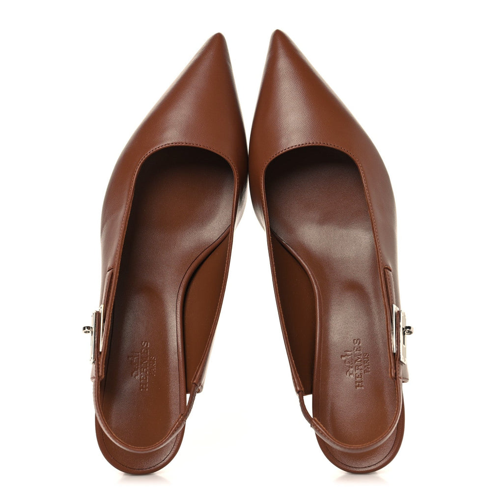 MANOLO BLAHNIK CAMPARISLI NAPPA LEATHER SLINGBACK PUMPS TAN & CAMEL