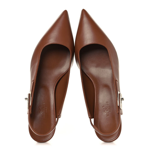 MANOLO BLAHNIK CAMPARISLI NAPPA LEATHER SLINGBACK PUMPS TAN & CAMEL