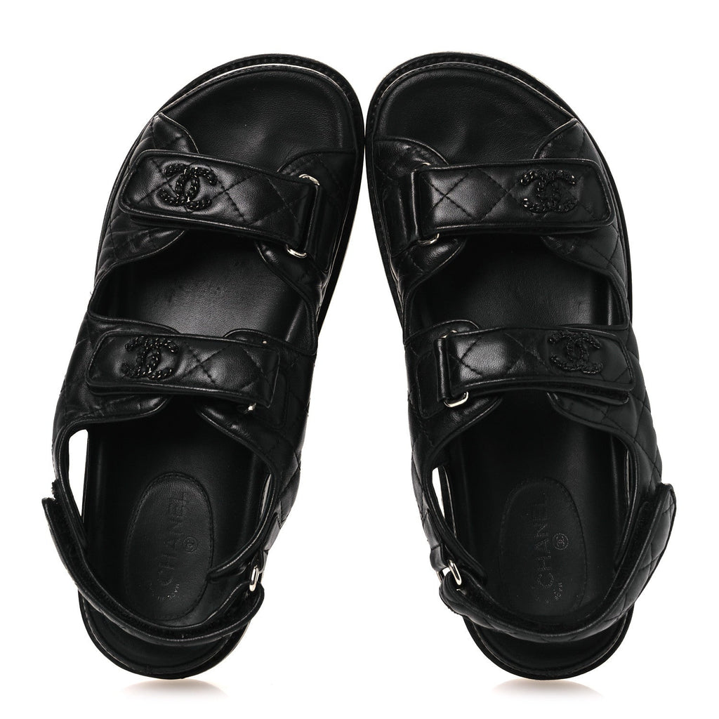 CHANEL DAD SANDALS LAMBSKIN SO BLACK