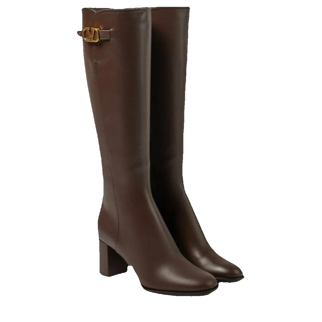 Valentino Garavani VLogo Signature Calfskin Boot 30mm - Brown