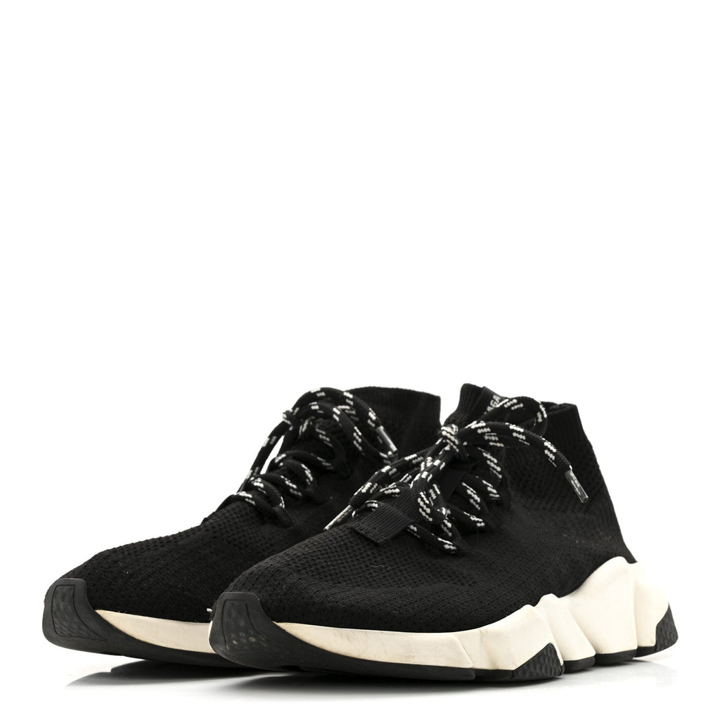 BALENCIAGA SPEED LACE UP SNEAKERS BLACK WHITE