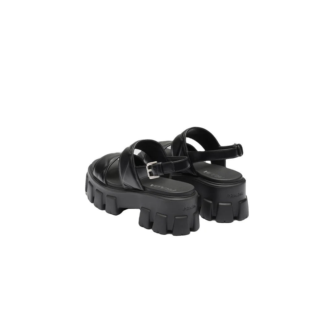 Prada Canvas Monoblock Sandals - Black