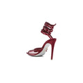 René Caovilla Jolene Embellished-Flowers Heeled Sandal - Burgundy