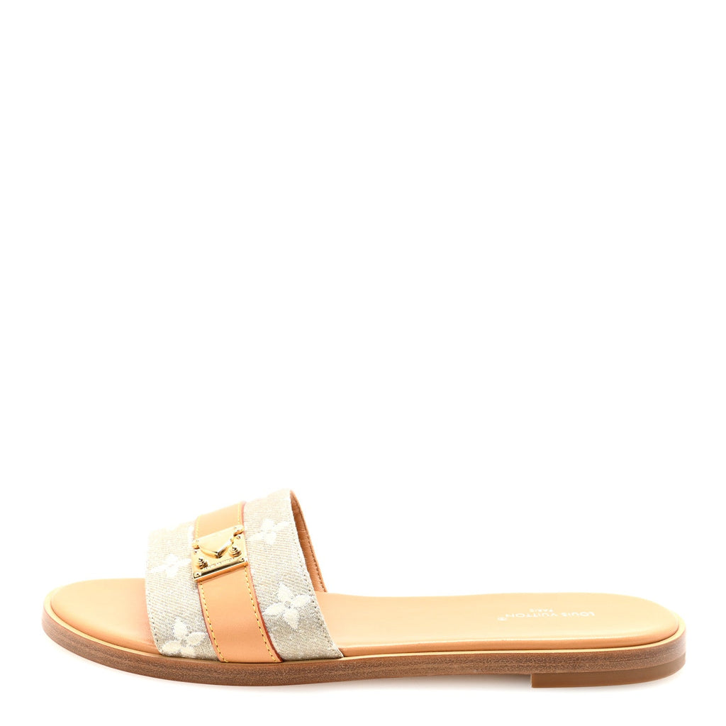 LOUIS VUITTON MONOGLAM LOCK IT FLAT MULE GOLD