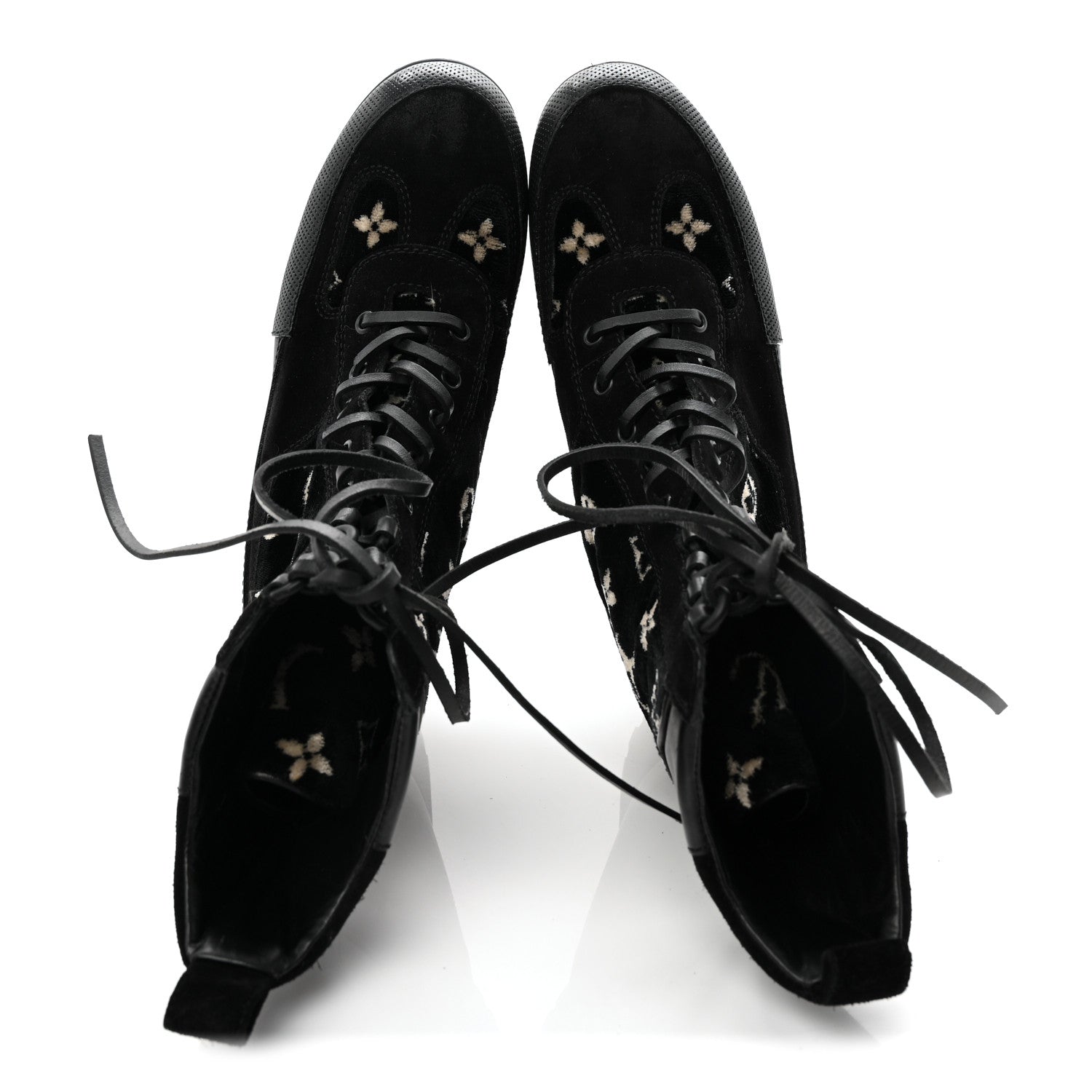 LOUIS VUITTON SUEDE CALFSKIN MONOGRAM LAUREATE PLATFORM DESERT BOOT BLACK