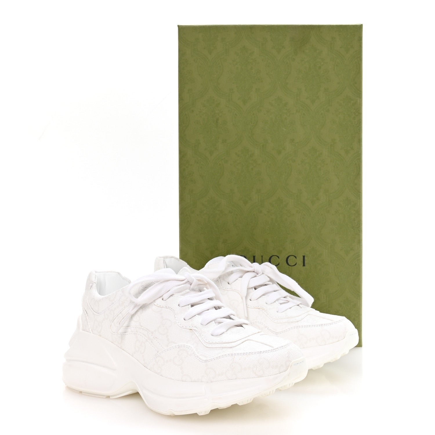 GUCCI GG SUPREME MONOGRAM RHYTON SNEAKERS WHITE