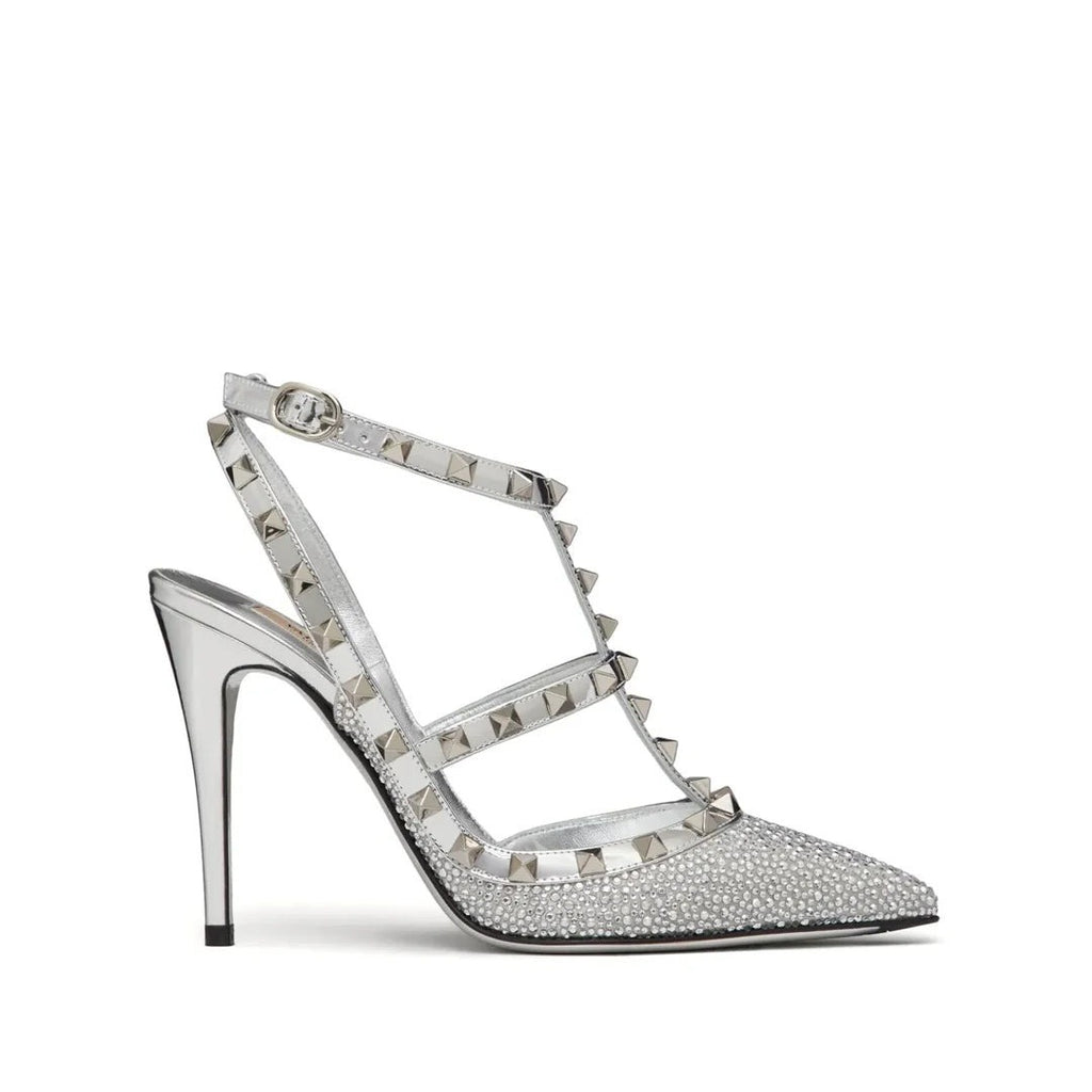 Valentino Garavani Rockstud Kidskin Pumps 100mm - Silver/Crystal