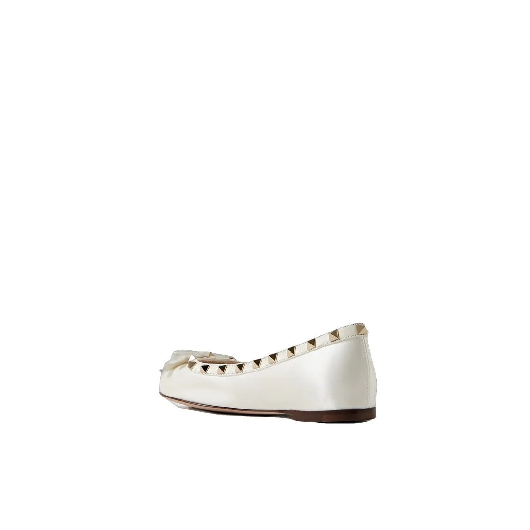 Valentino Garavani Contrast-Bow Ballet Flats - White