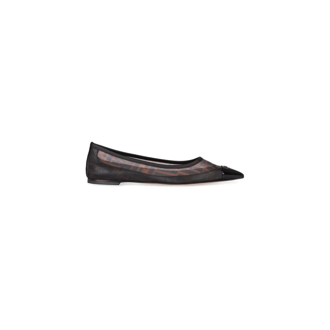 Fendi Mesh Colibrì Ballet Flats - Black/Brown