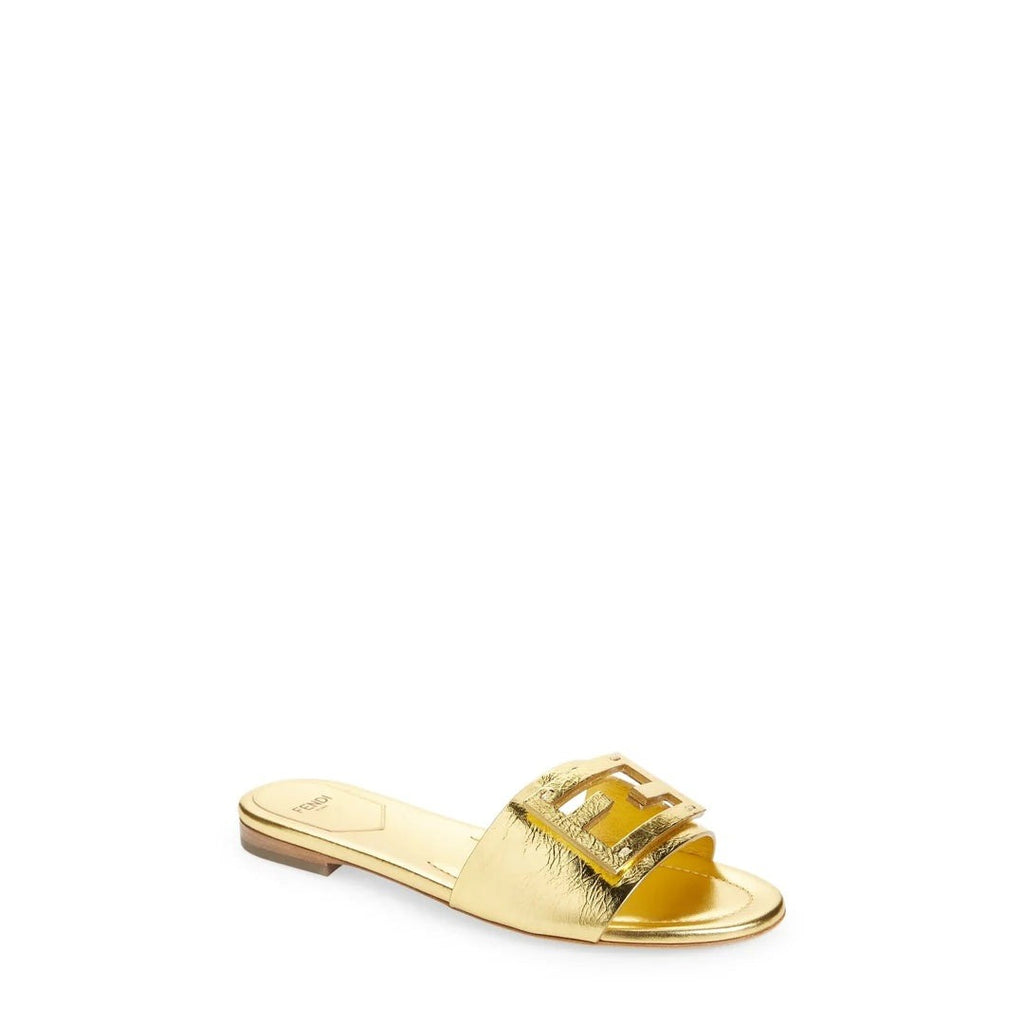 Fendi Nappa Baguette 60mm Slide Sandal Musk - Gold