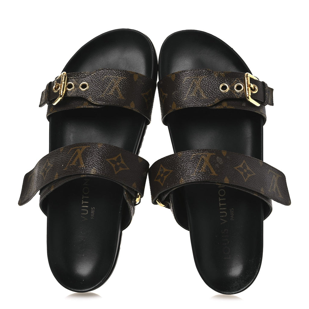 LOUIS VUITTON EMPREINTE BOM DIA MULE SANDALS BROWN MONOGRAM
