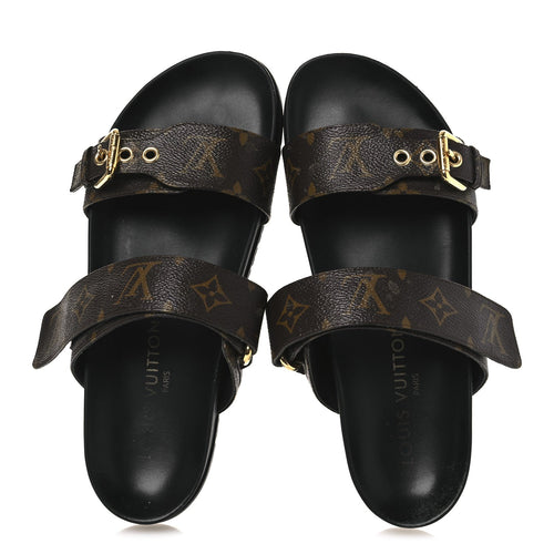 LOUIS VUITTON EMPREINTE BOM DIA MULE SANDALS BROWN MONOGRAM