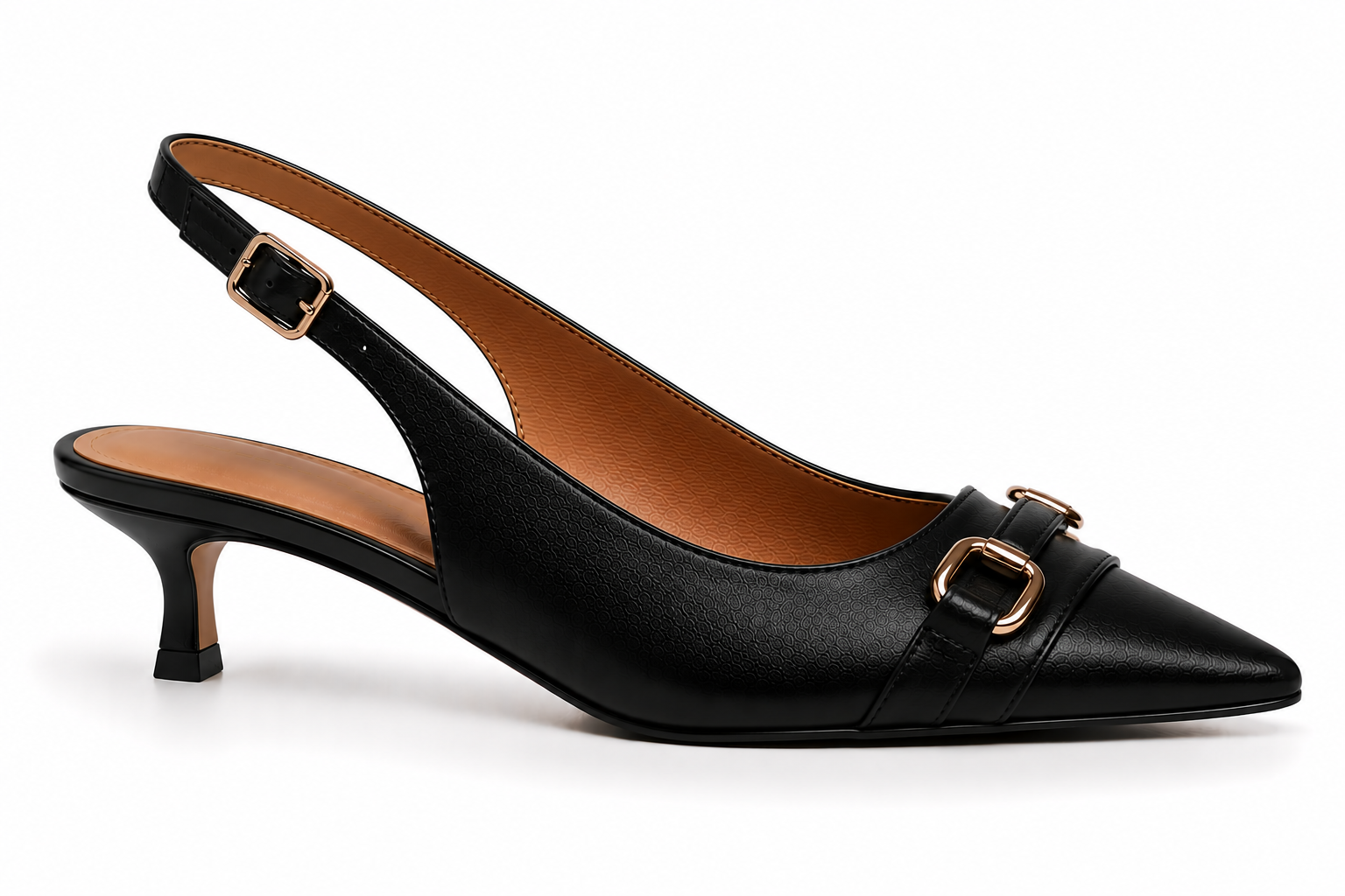 ROZIERA BLACK GOLD KITTEN HEEL