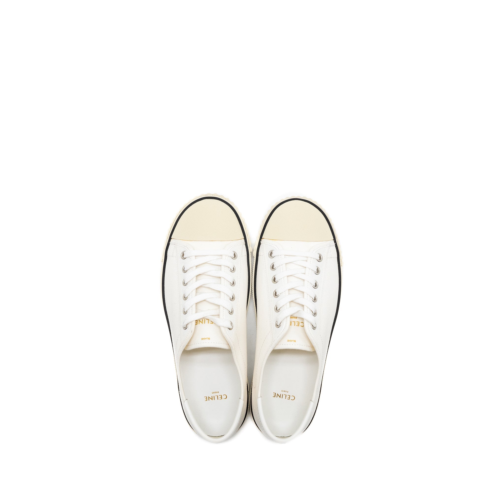 CELINE BLANK TOE CAP LOW TOP SNEAKERS CANVAS/CALFSKIN OFF WHITE SHW