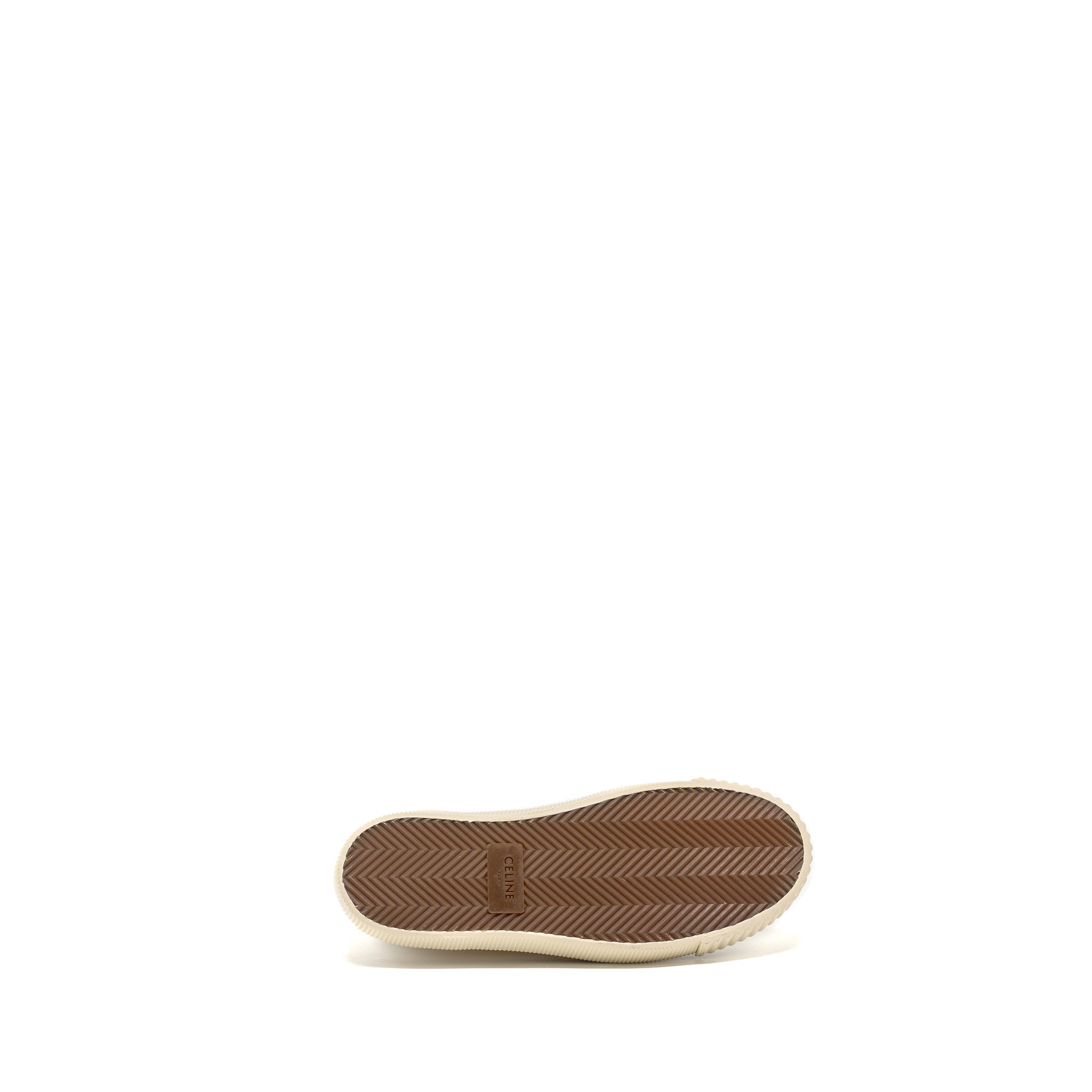 CELINE BLANK TOE CAP LOW TOP SNEAKERS CANVAS/CALFSKIN OFF WHITE SHW