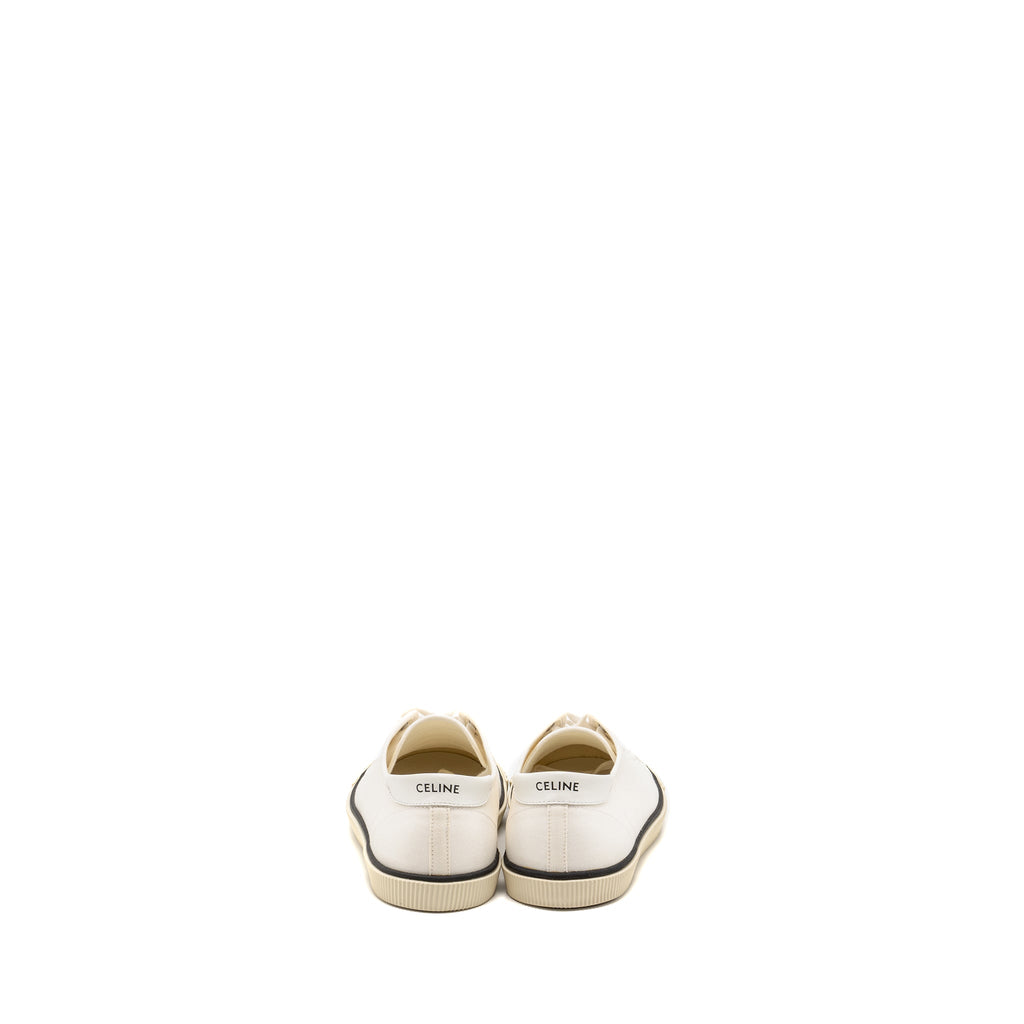 CELINE BLANK TOE CAP LOW TOP SNEAKERS CANVAS/CALFSKIN OFF WHITE SHW