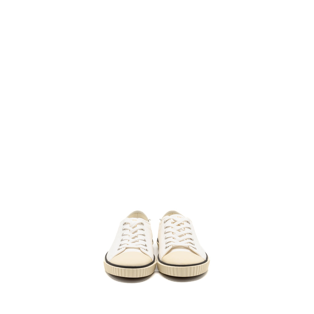 CELINE BLANK TOE CAP LOW TOP SNEAKERS CANVAS/CALFSKIN OFF WHITE SHW