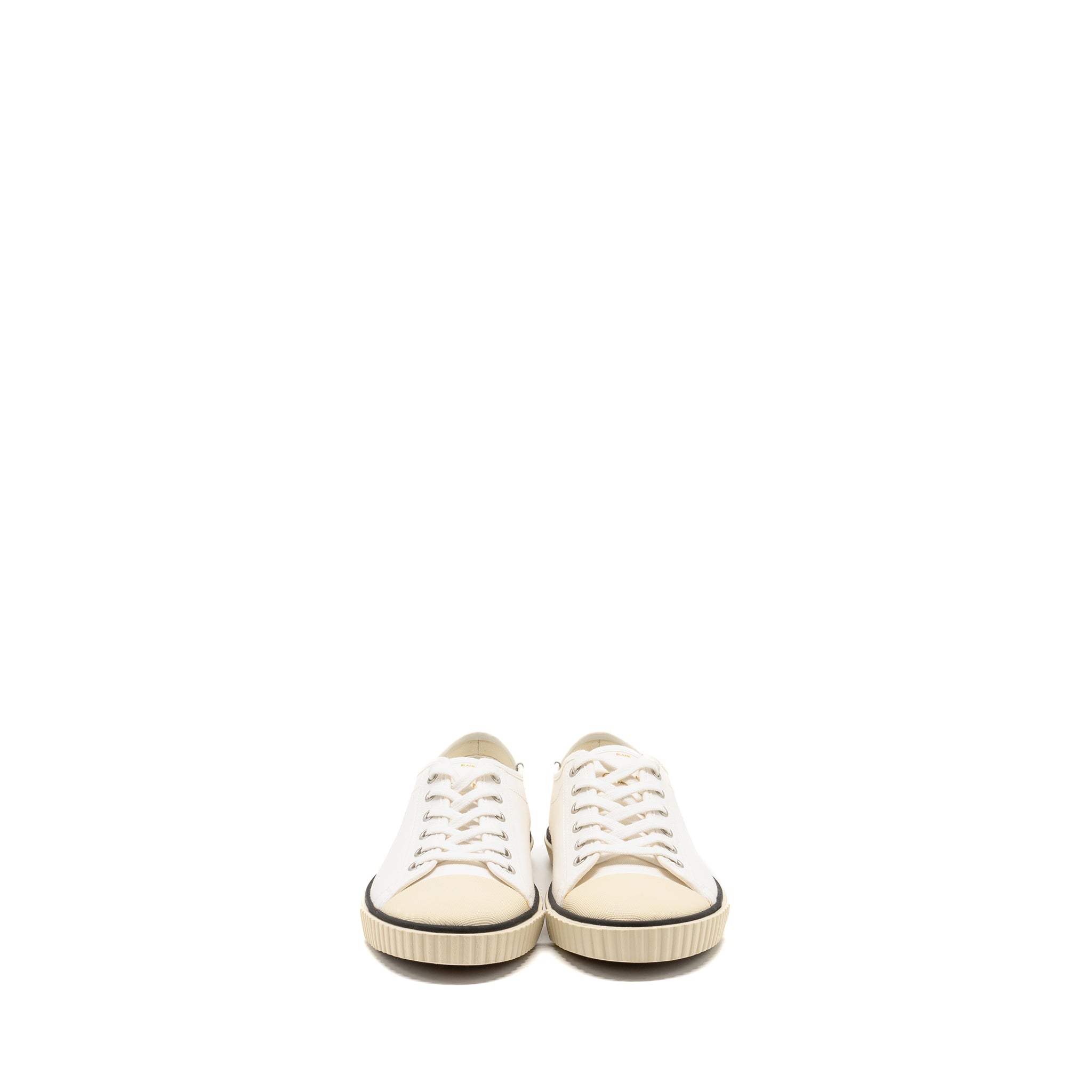 CELINE BLANK TOE CAP LOW TOP SNEAKERS CANVAS/CALFSKIN OFF WHITE SHW