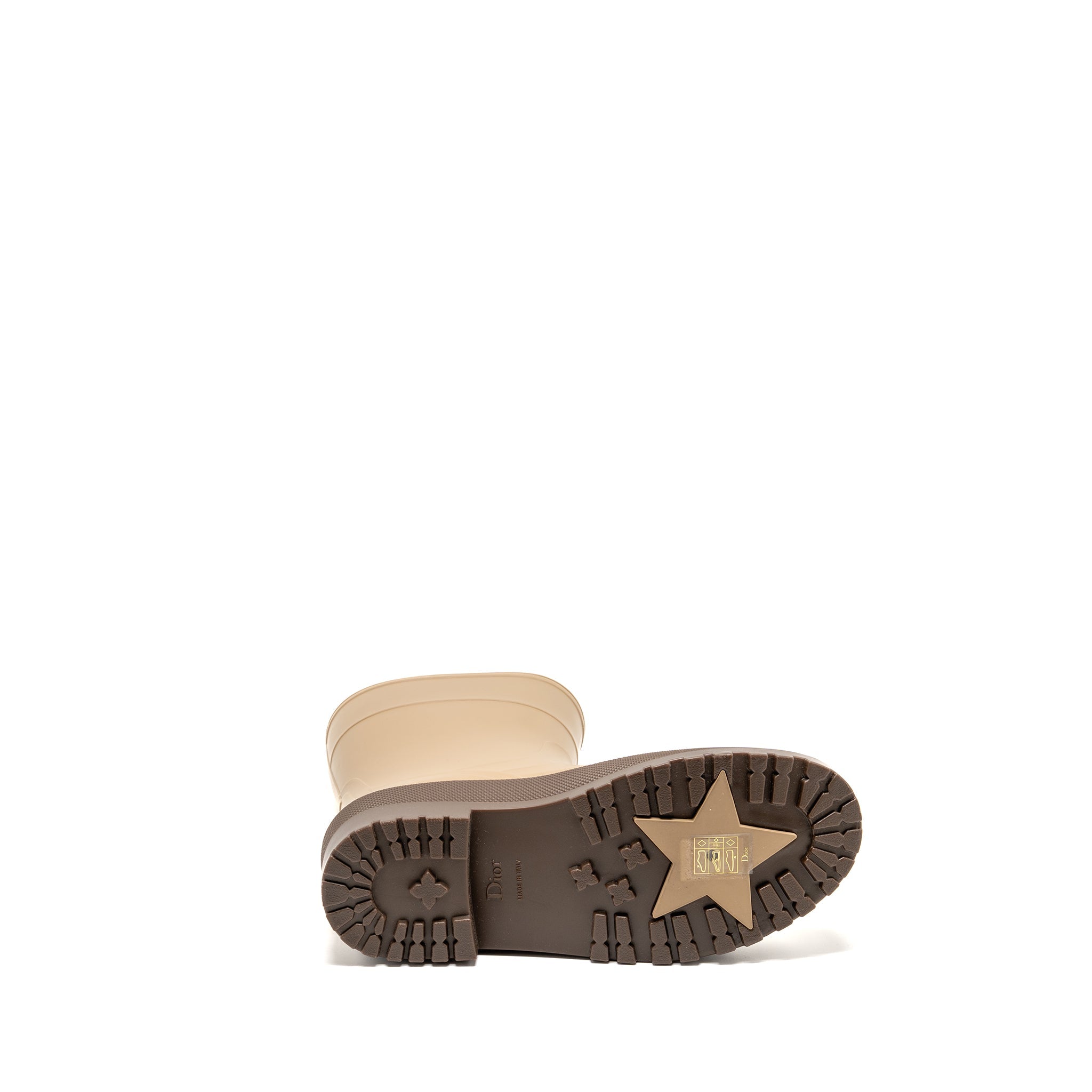 DIOR DIORUNION RUBBER RAIN BOOTS BEIGE/BROWN